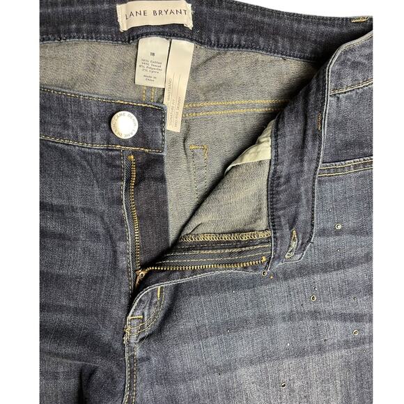 Lane Bryant Dark Wash Rhinestone Signature Fit Skinny Mid-Rise Jeans Size 18 - Picture 6 of 7